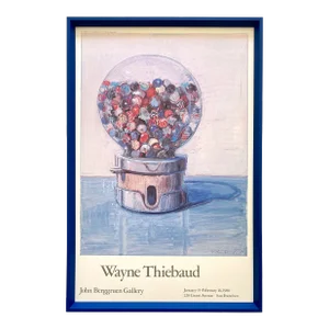 Wayne Thiebaud Vintage 1980 Lithograph Print Framed Pop Art Exhibition Poster " Candy Ball Machine " 1977