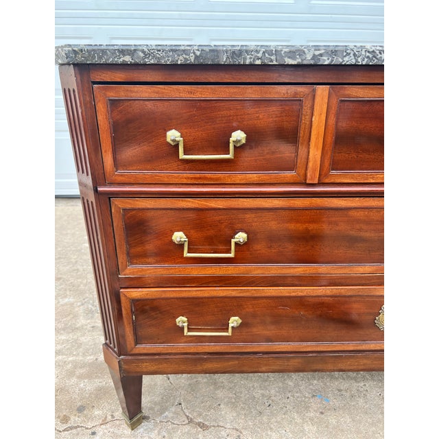 French 19th Century Louis XVI Marble Top Mahogany Chest of Drawers For Sale - Image 12 of 12