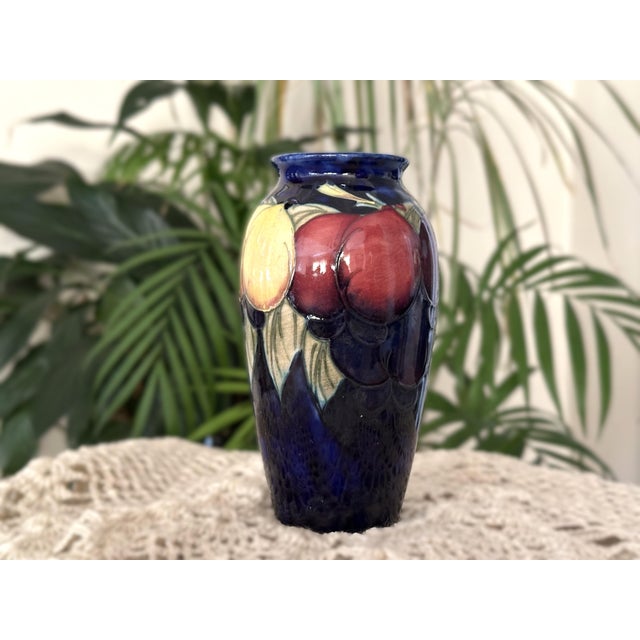 1920's Moorcroft Miniature Vase, Wysteria/Plum Design, 5" Tall For Sale - Image 4 of 11