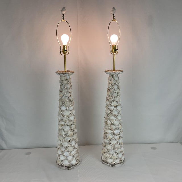 Pair of Coastal Seashell Table Lamps-Nautical Decor For Sale - Image 10 of 14