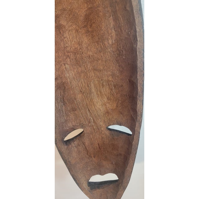 Pair of Hand Carved Wooden Tribal Face Mask Folk Art For Sale - Image 14 of 16