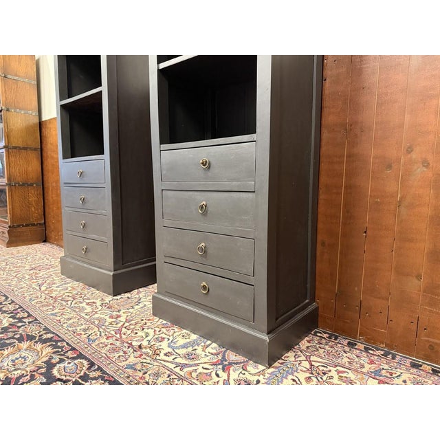 English Black Teak Bookcases, Set of 2 For Sale - Image 11 of 16