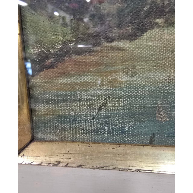 Vintage Impressionist Style Landscape Oil Painting in Carved Wood Frame - Signed unclear For Sale - Image 11 of 12