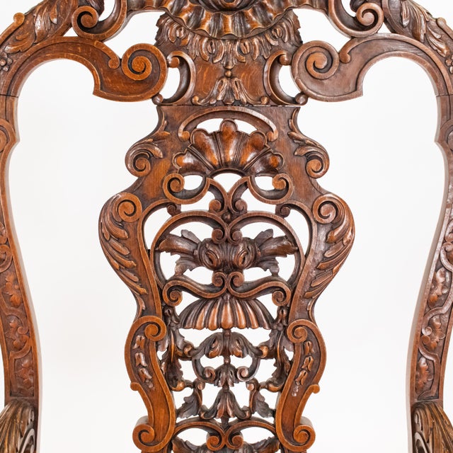Pair of Large Late 19th C. French Régence (Louis Xiv/Xv) Revival Hand-Carved Solid Walnut Fauteuil Armchairs/Thrones For Sale - Image 17 of 18