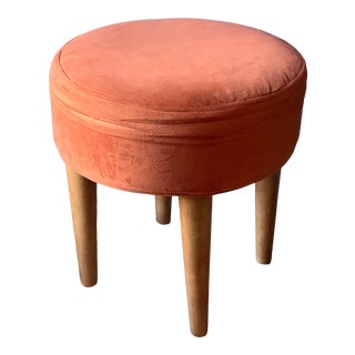 1960s Mid Century Ottoman With Walnut Legs For Sale
