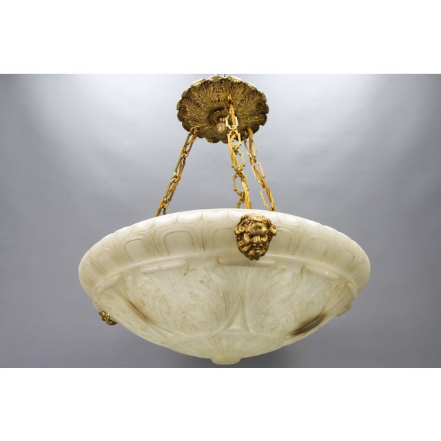 Large Neoclassical Style Alabaster and Bronze Pendant Light, 1890s For Sale - Image 12 of 18