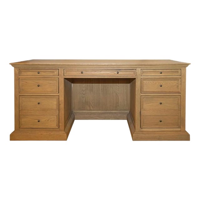Restoration Hardware French Panel Oak Desk For Sale