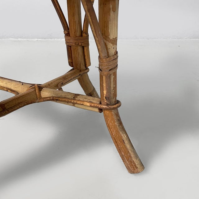 Mid-Century Modern Italian Round Table Stool in Rattan, 1960s For Sale - Image 9 of 14