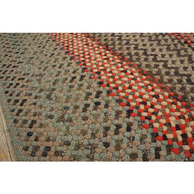 Refined Multi Color Background Wtih Folk Art Styles Round Vintage American Braided Rug For Sale - Image 9 of 12