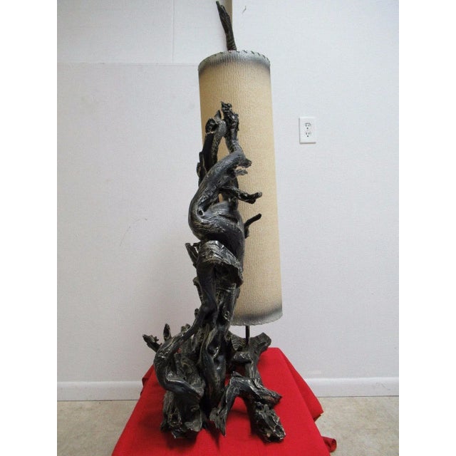 Wood Mid-Century Driftwood Cylinder Table Floor Lamp For Sale - Image 7 of 11
