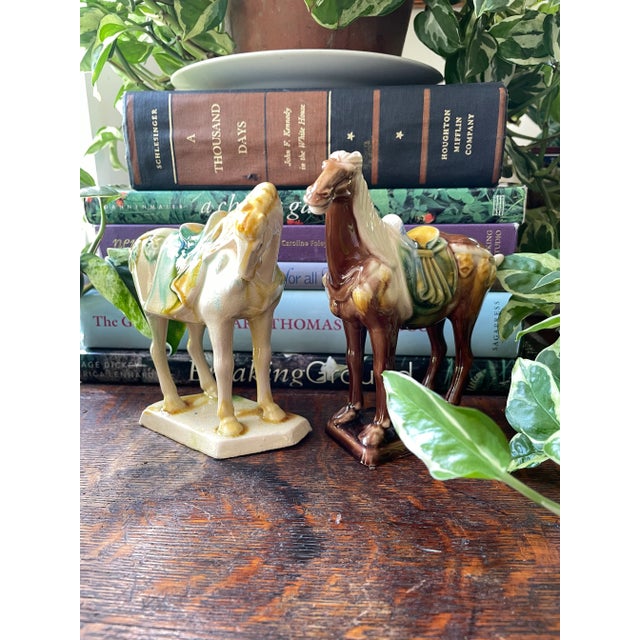 1980’s Miniature Tang Style Chinoiserie Horses - a Pair For Sale - Image 10 of 11