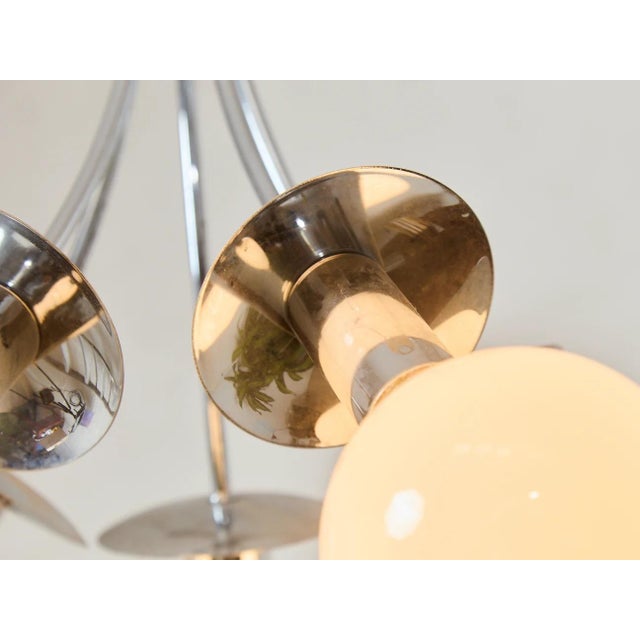 Mid 20th Century Styled After Scolari Vintage Chrome Pendant Chandelier For Sale In Los Angeles - Image 6 of 10