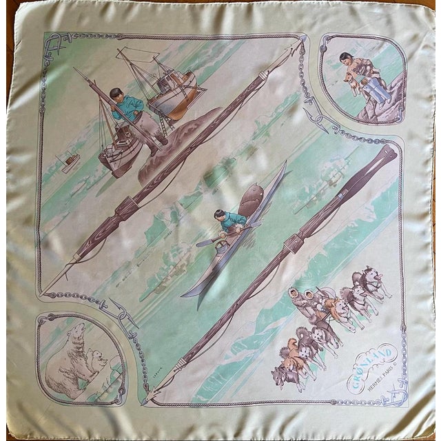 HERMÈS GRONLAND Silk Scarf designed by Philippe Ledoux 1992 For Sale In New York - Image 6 of 11