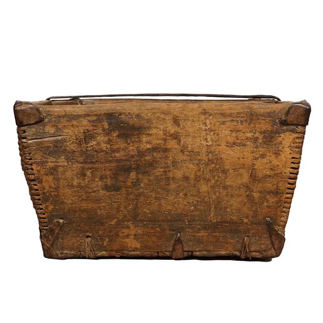 Brown Antique Chinese Official Wooden Rice Grain Bucket For Sale - Image 8 of 11