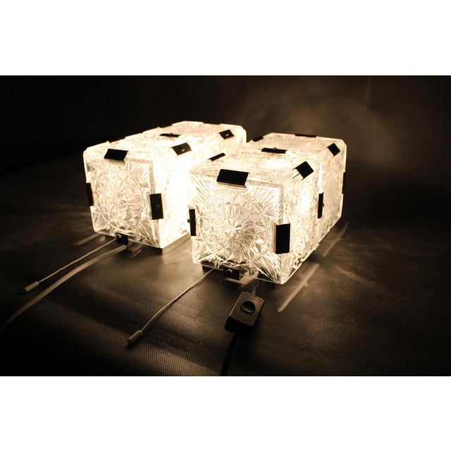 Mid-Century Czech Glass Wall Lights from Kamenický Šenov, 1970s, Set of 2 For Sale - Image 11 of 12