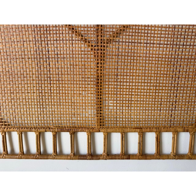 1970’s Mid-Century Boho Coastal Bamboo & Rattan Arched King Headboard For Sale - Image 10 of 12