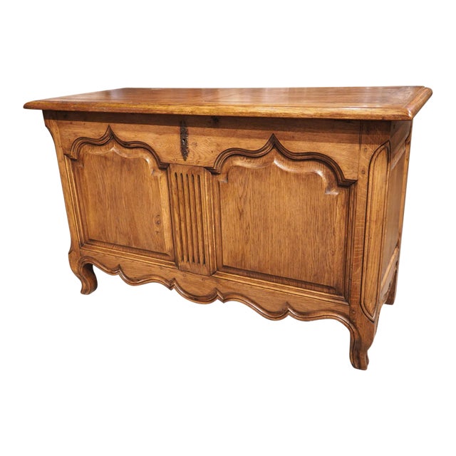 French Carved Oak Coffre Chest or Trunk With Shaped Legs, 20th Century For Sale