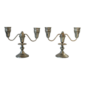 Vintage Shrewsbury Holloware Candelabras - Taper Candle Holders - A Pair