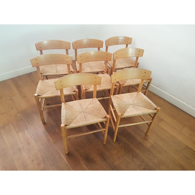 Børge Mogensen J39 Dining Chairs in Beach & Danish Papercord by Børge Mogensen for FDB Møbler, 1960s, Set of 6 For Sale - Image 4 of 18