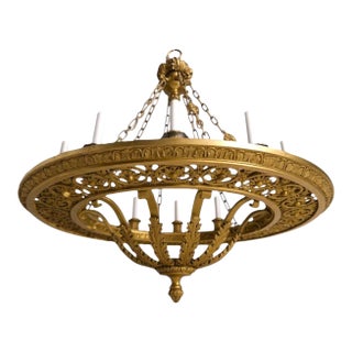 Late 19th Century Caldwell Gilt Bronze Chandelier With 12 Lights For Sale