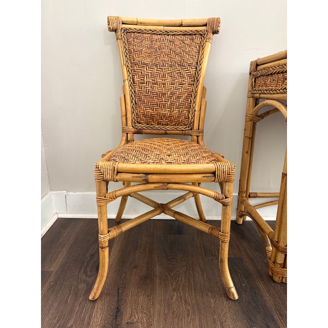 Brown 1970s Wicker and Bamboo Writing Desk/Vanity For Sale - Image 8 of 14