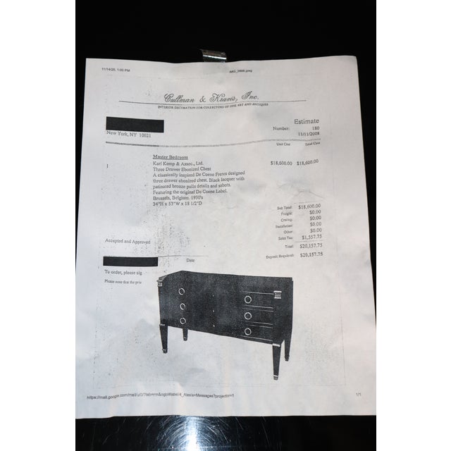 De Coene Freres Designed Directoire Style Black Lacquer & Brass Commode For Sale - Image 17 of 17
