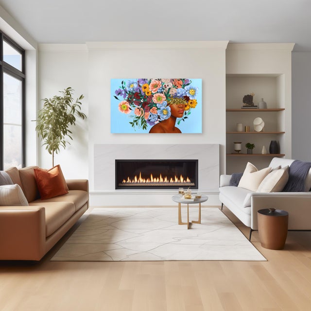 Sky Blue Sky Blue - Large Original Vibrant Sally K Figurative Original Artwork by Sally K For Sale - Image 8 of 8