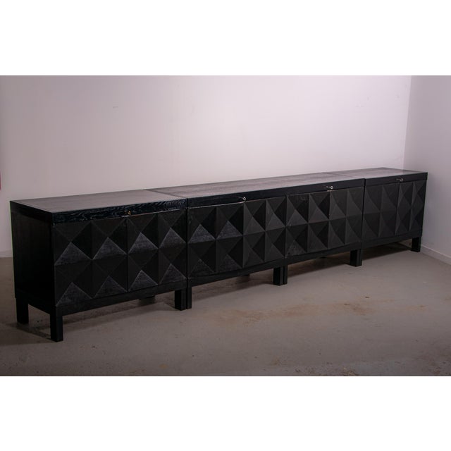 Brutalist Brutalist Ebonized Sideboard by J. Batenburg for Mi Belgium, 1960s, Set of 3 For Sale - Image 3 of 15