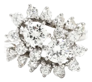 1.08ctw Diamond Cluster Ring, 14k White Gold, Ring Size 4.5