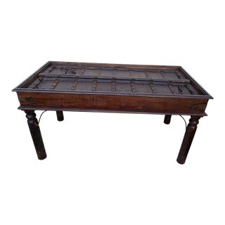17th Century Medival Metal and Wood Dining Table Made From 17th Century Door For Sale