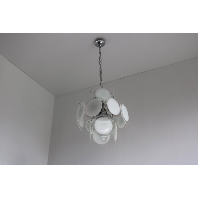 Vintage Italian Murano Glass Disc Chandelier attributed to Gino Vistosi, 1970s For Sale - Image 9 of 16