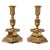 Pair of Swedish brass candlesticks by Ystad Metall, featuring sculptural hexagonal bases with finely detailed decorative...
