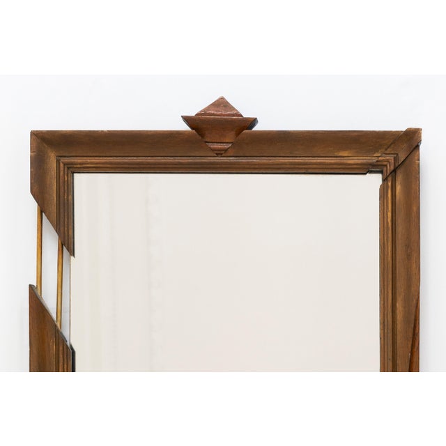 French Wall Mirror in Hand-Carved Brown Wood and Metal, 20th Century For Sale - Image 3 of 9