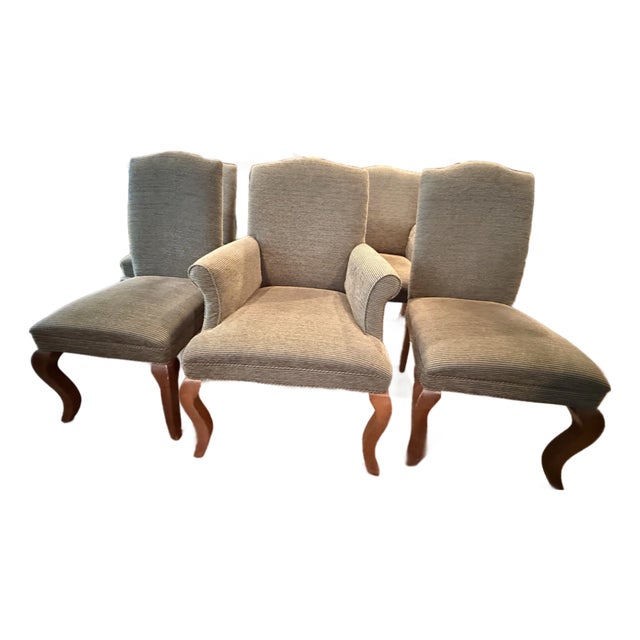 1990s Set of 6 Crate and Barrel Upholstered Dining Chairs For Sale