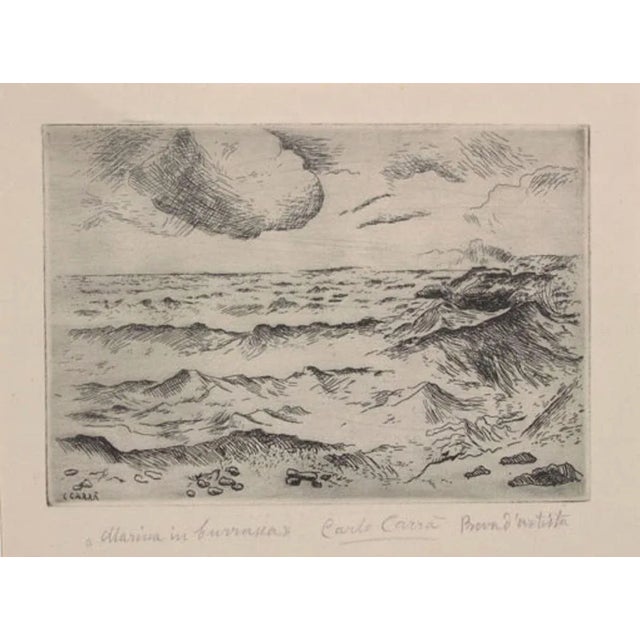 Marina in Burrasca - Original Etching by Carlo Carrà - 1924 1924 For Sale - Image 3 of 3