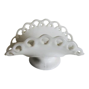 Midcentury White Milk Glass Banana Dish / Centerpiece