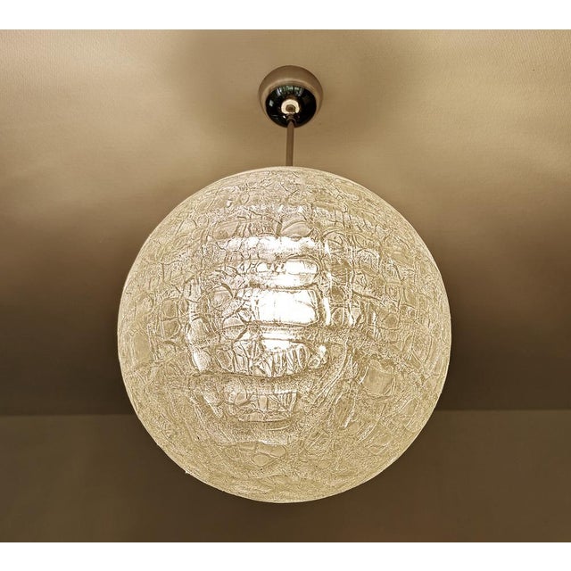 Silver Large Brutalist Glass Pendant Light from Doria, 1970s For Sale - Image 8 of 18