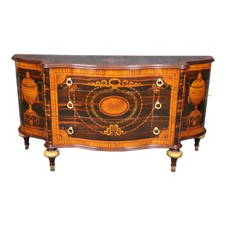 Italian Magiolini Inlaid Mixed Woods Three Drawer Commode Server Buffet For Sale