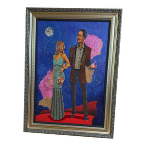 Contemporary Glynn Marcus “Nite the Carpet Was Red” 56th Grammy Awards Series Mixed Media Painting on Board Signed
