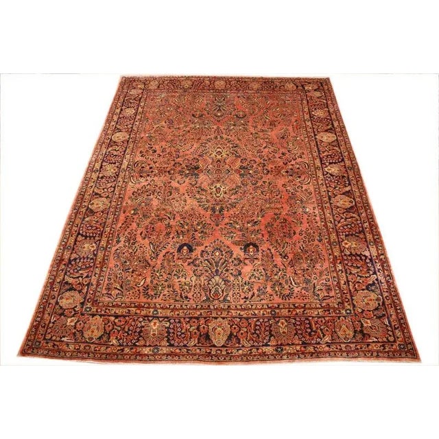 Antique Middle Eastern Saroug Rug For Sale - Image 3 of 11