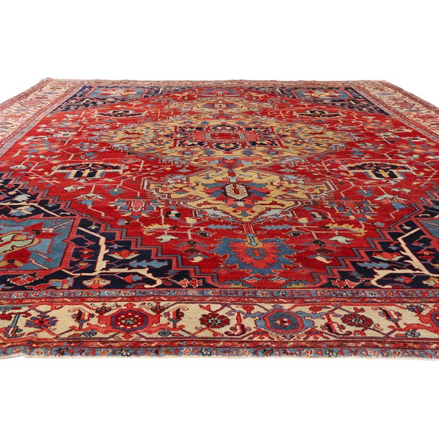 Jacobean Antique Persian Serapi Rug, 10'05 X 13'04 For Sale - Image 3 of 10