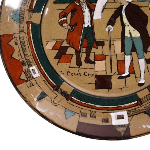 American Buffalo Pottery Ye Town Crier Plate, 1908 For Sale - Image 3 of 5