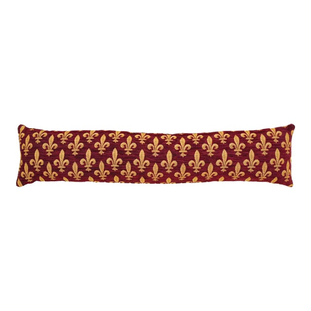 Fleur De Lys - Burgundy Draught Excluder - 90x20 Cm (36"x9") For Sale