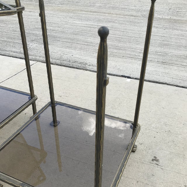 Brass Italian Claudio Rayes Bronzed Iron Two Tiered Tables - a Pair For Sale - Image 8 of 10