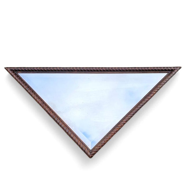 Triangular Oak Mirrors with Facet Cut Edges, Set of 2 For Sale - Image 10 of 17
