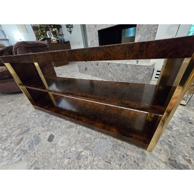 Mid 20th Century Beautiful Burl and Golden Brass Sideboard by Century Furniture, Attributed For Sale - Image 9 of 16