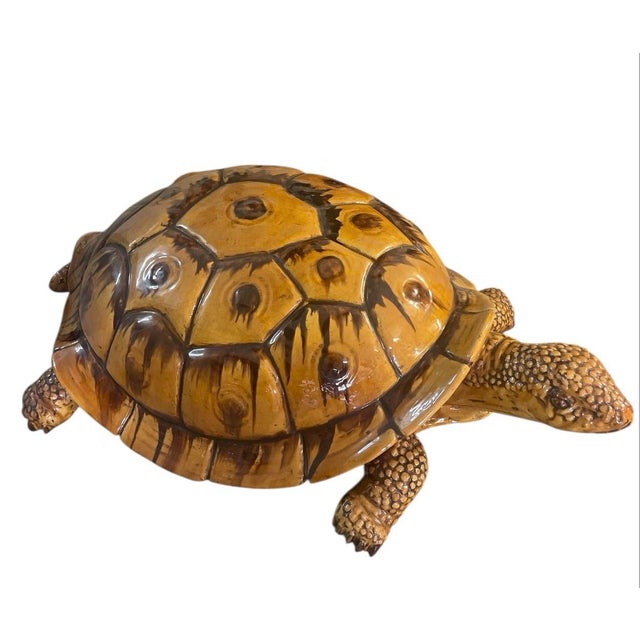 Italian Monumental 4-Foot Italian Style Glazed Ceramic Tortoise Sculpture For Sale - Image 3 of 7