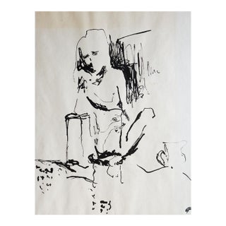 Mid 20th Century Pen & Ink Abstract Figural Drawing For Sale