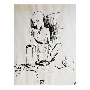 Mid 20th Century Pen & Ink Abstract Figural Drawing