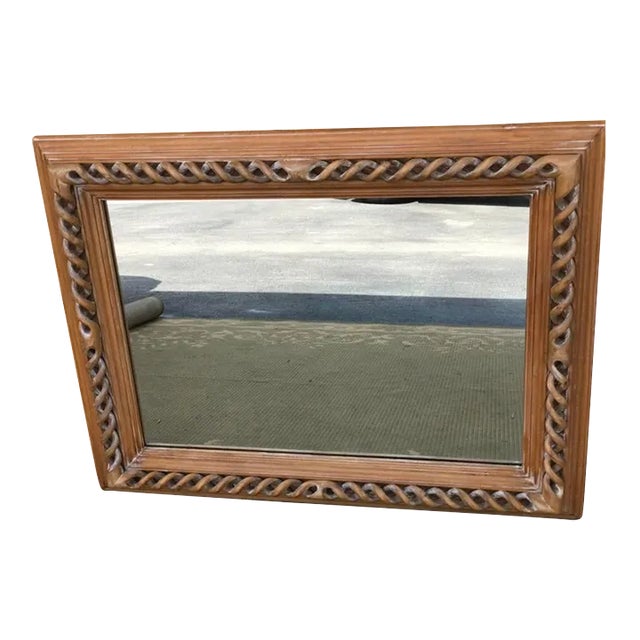Vintage Hand Carved Pine Mirror Italy For Sale